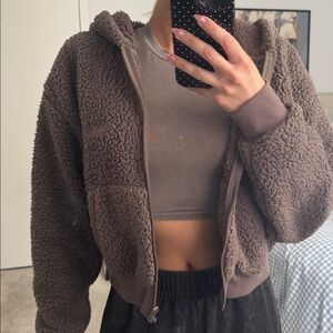 Skims Sherpa Jacket & matching crop tank top